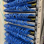Cat6a cables in a data rack