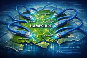 Map of Hampshire with Data Cables for Network cabling Hampshire Webpage